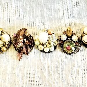 Vintage Earring Bracelet Upcycled Handmade Adjustable Blingy 7” Long
